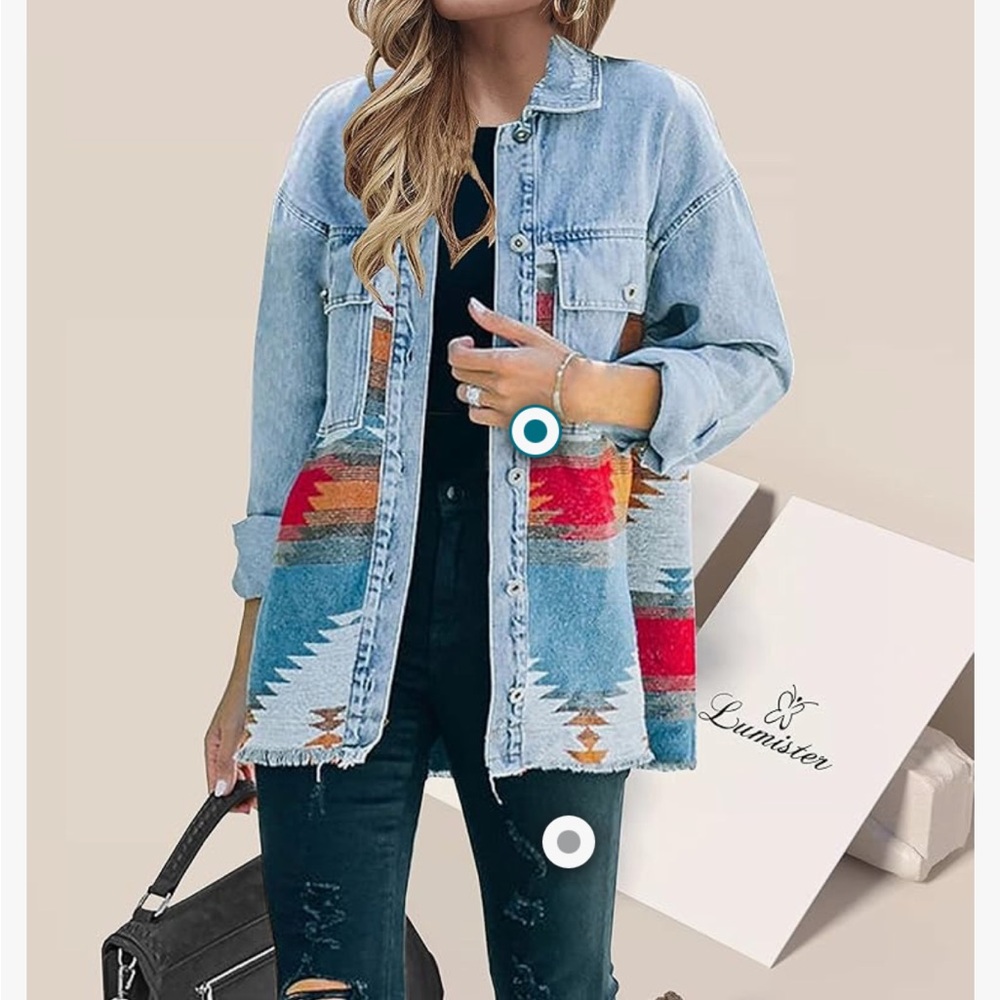 Aztec Jean jacket mixed media - Picture 2 of 6